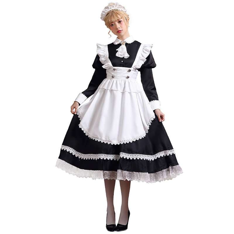 クラシックなメイド服エプロンワンピース