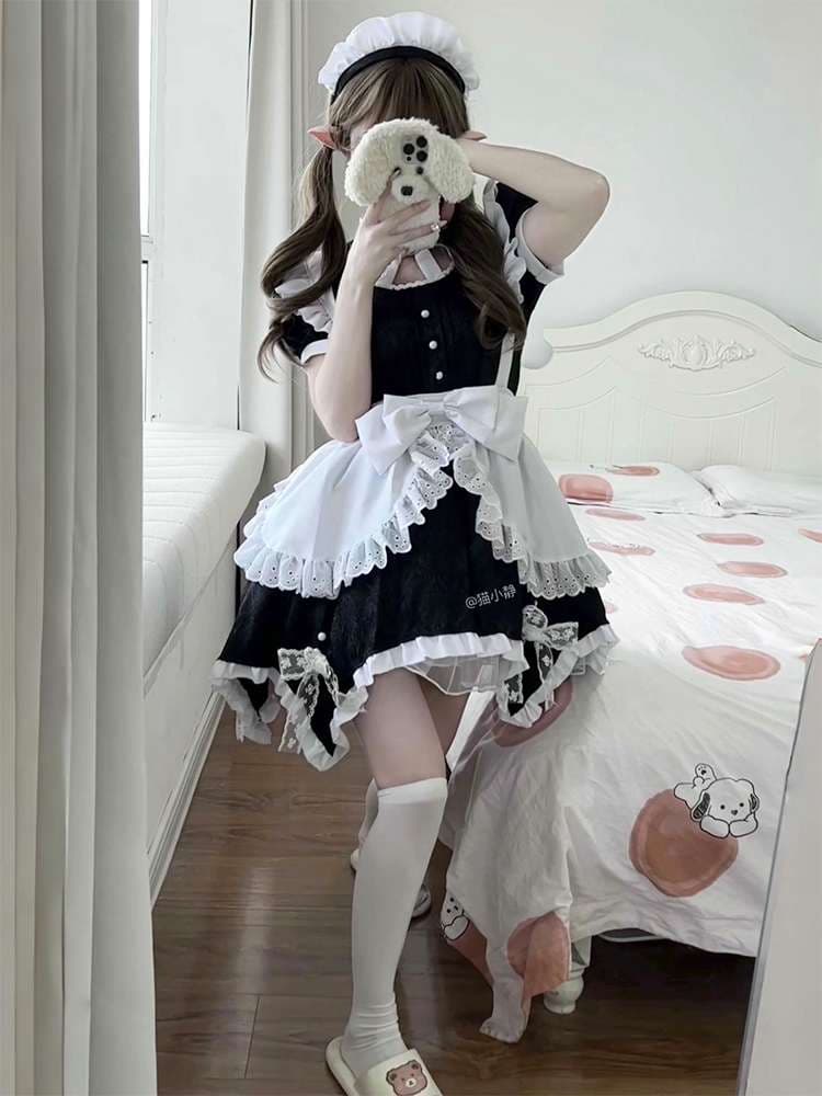 メイド服 フリルたっぷりメイド風ワンピース