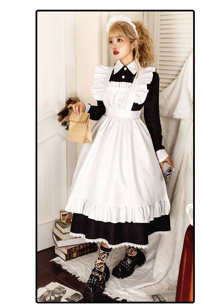 メイド服 メイド風フリルエプロンワンピース