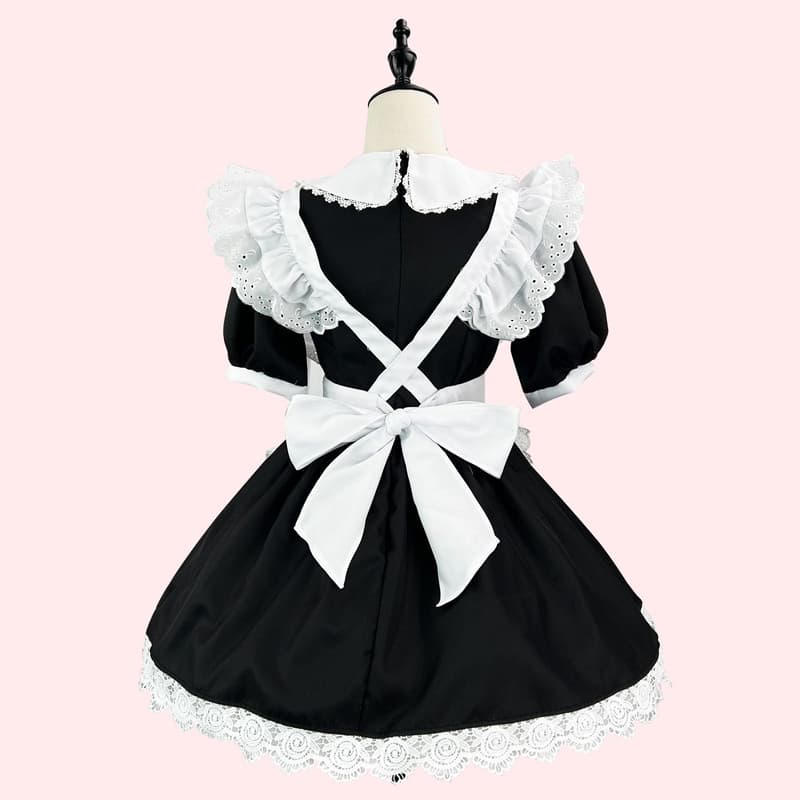 クラシカル黒リボンメイド服大きいサイズ対応コスプレ衣装