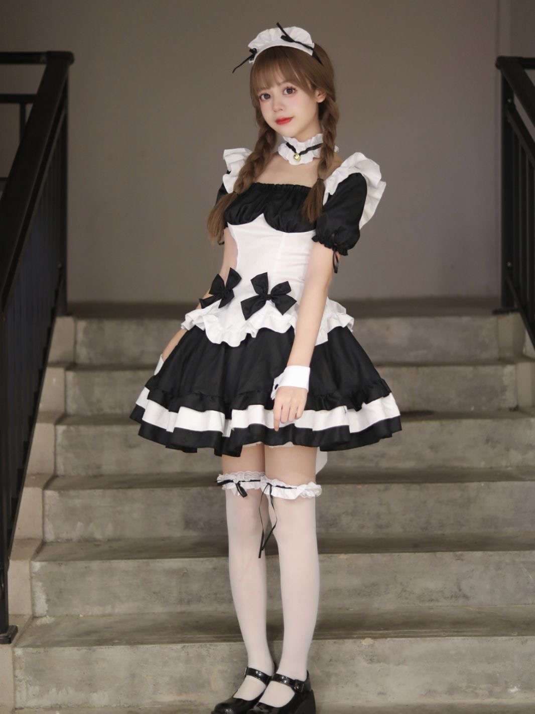 メイド服 ふんわりメイドスタイル フリル襟ワンピース