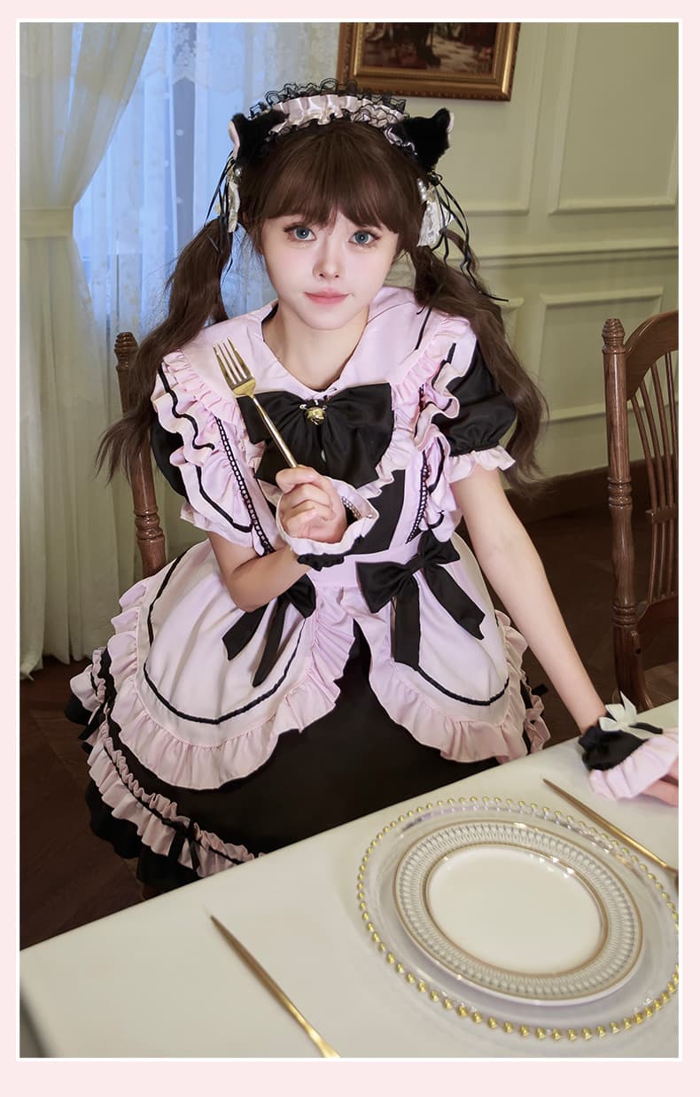 メイド服 メイド服 猫耳フリルエプロン メイド衣装