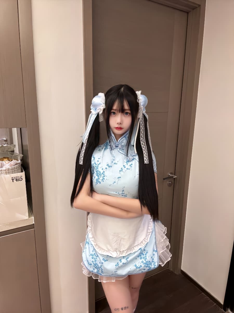 チャイナ風メイド服・フリルエプロンセット
