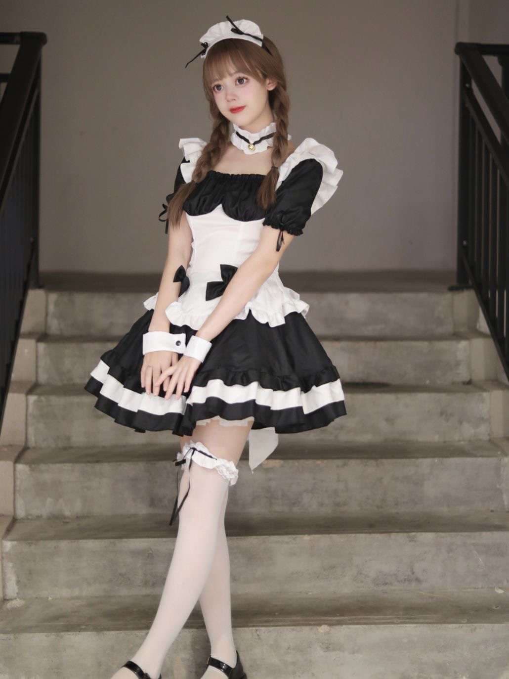 メイド服 ふんわりメイドスタイル フリル襟ワンピース