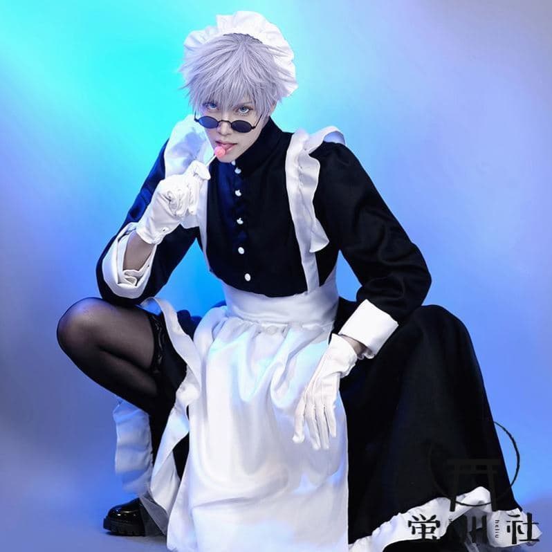 メイド服 エレガントフリル付き長袖メイド衣装セット
