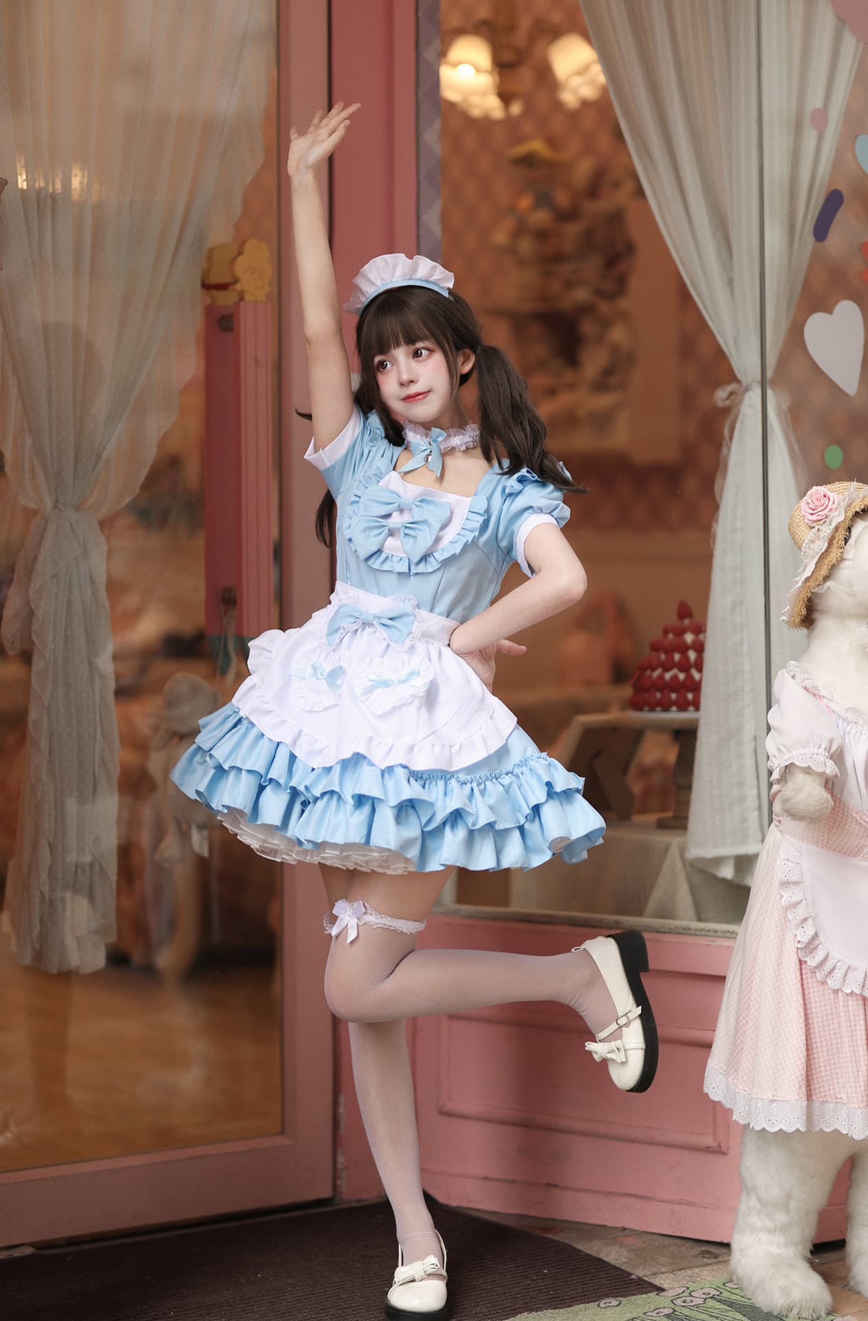 姫系フリルメイド服 胸リボンワンピース