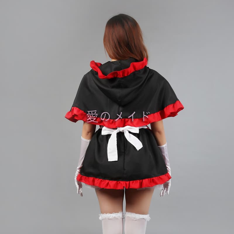 ハロウィン メイド服 赤黒 豪華4点セット コスプレ衣装