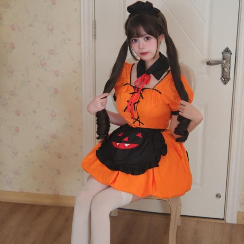 メイド服 茶色襟付き かぼちゃ 全サイズ対応