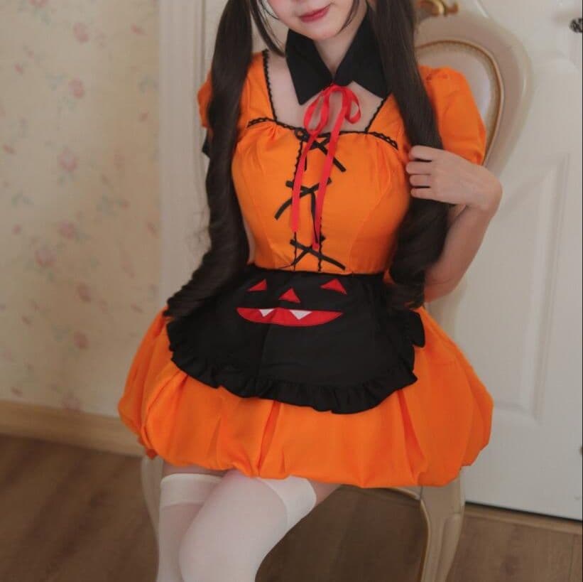 メイド服 茶色襟付き かぼちゃ 全サイズ対応