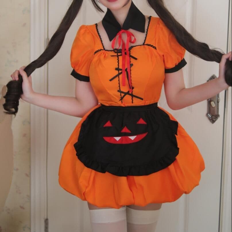 メイド服 茶色襟付き かぼちゃ 全サイズ対応