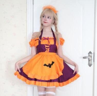 メイド服 黒コウモリ付き 仮装 コスチューム