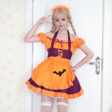 メイド服 黒コウモリ付き 仮装 コスチューム