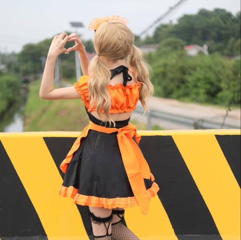 メイド服 黒コウモリ付き 仮装 コスチューム