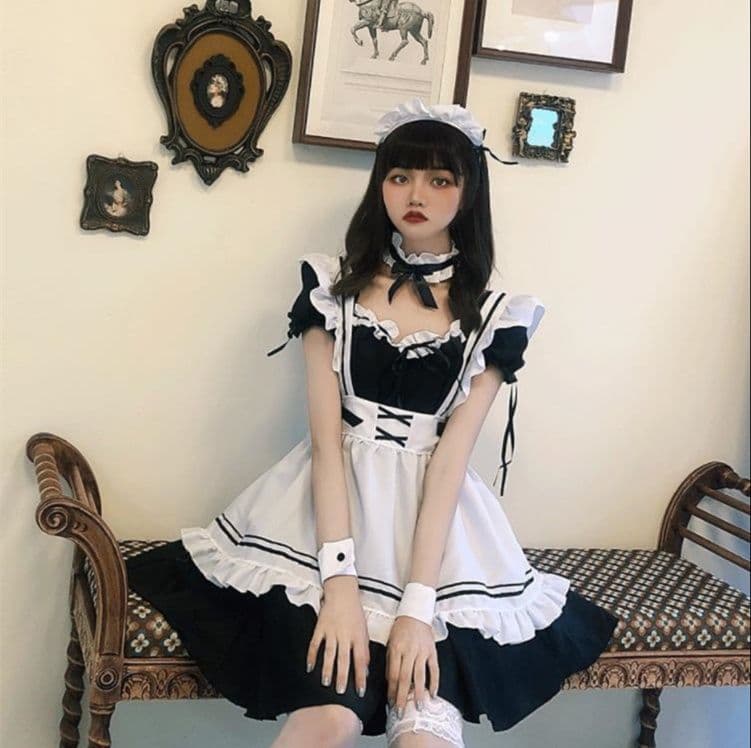 黒×白 クラシックメイド服 ロリータワンピース