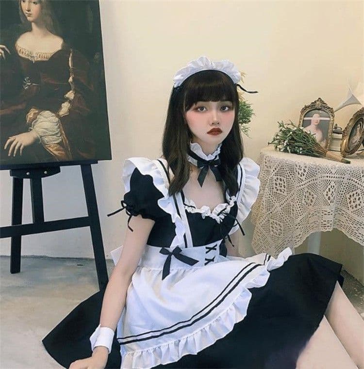 黒×白 クラシックメイド服 ロリータワンピース