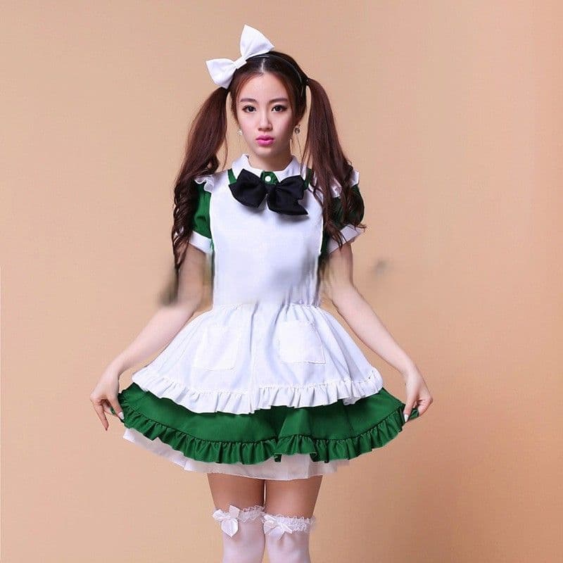 緑色メイド服コスプレ4点セット 喫茶店衣装
