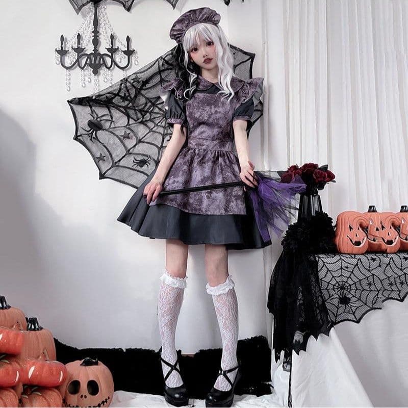 メイド服 魔女風フリル付きエプロンドレス