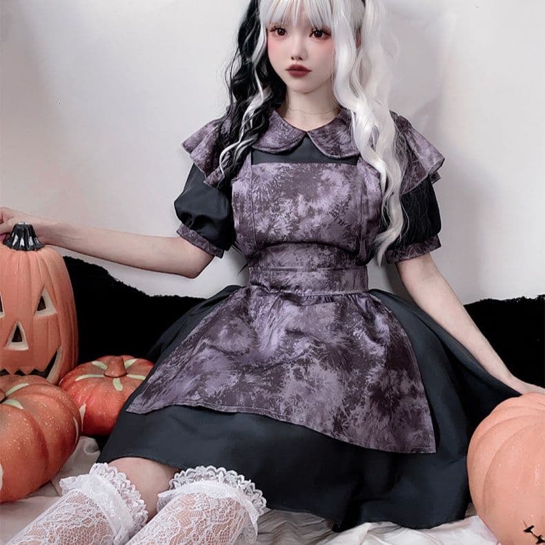 メイド服 魔女風フリル付きエプロンドレス
