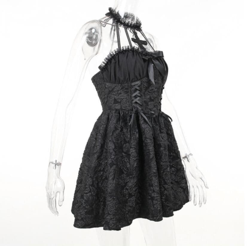 メイド服 黒レース メイド風ワンピース ゴシックコスチューム