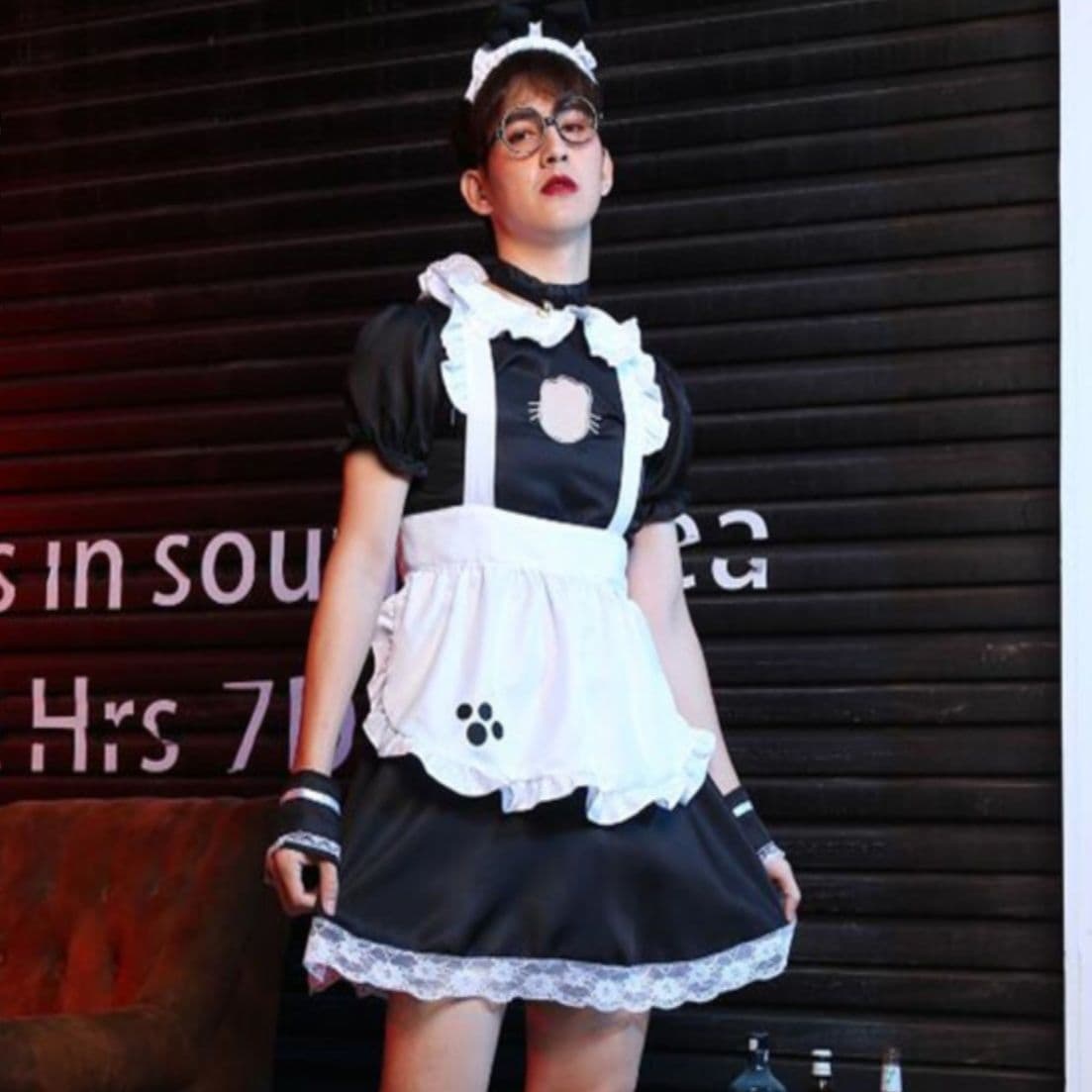 メイド服 猫の足跡刺繍入りクラシック執事風衣装セット
