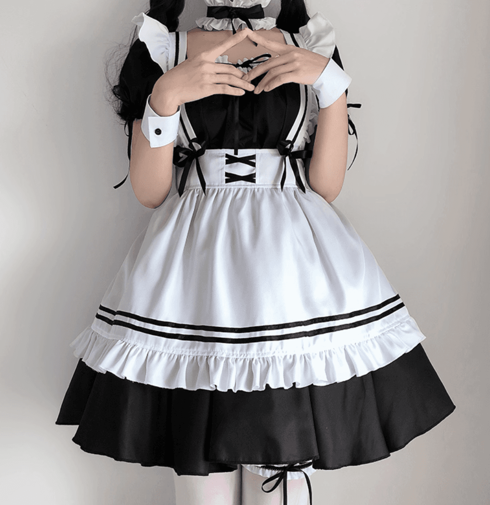 メイド服 華麗なフリル装飾メイド服セット