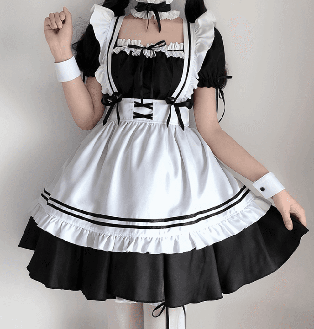 メイド服 華麗なフリル装飾メイド服セット