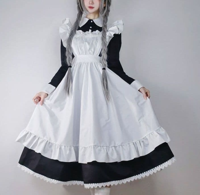メイド服 メイド服 清楚優雅なフリル付きメイド衣装