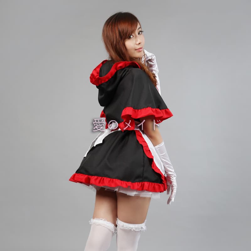 ハロウィン メイド服 赤黒 豪華4点セット コスプレ衣装