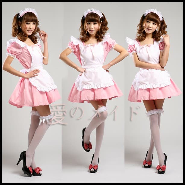 フレンチメイド服コスプレ衣装三点セット