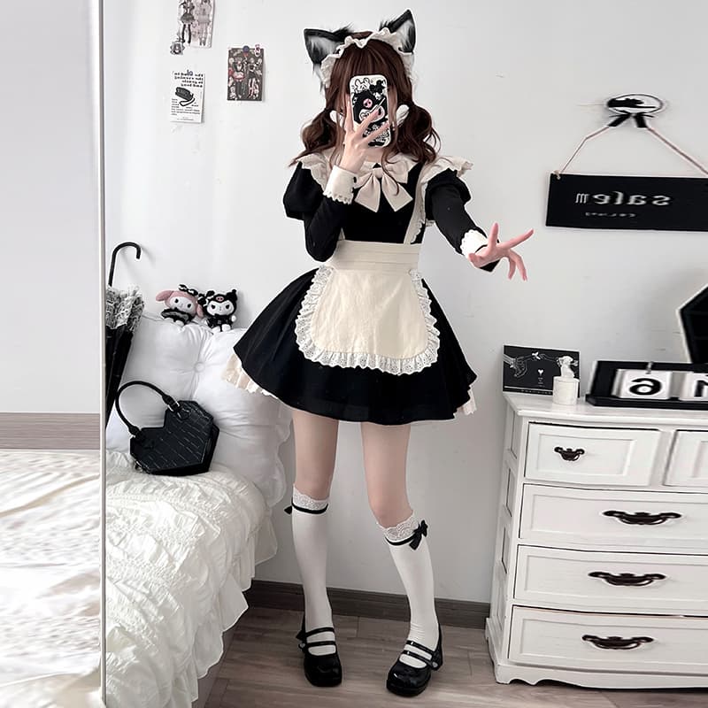 レース飾りメイド服ワンピース