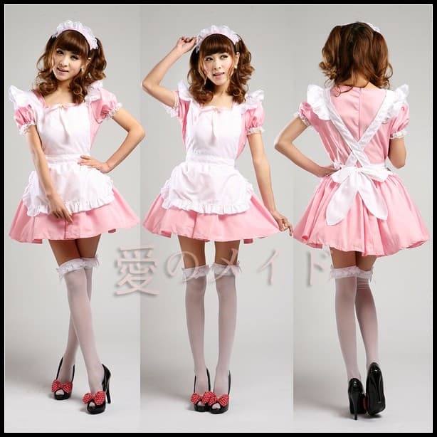 フレンチメイド服コスプレ衣装三点セット