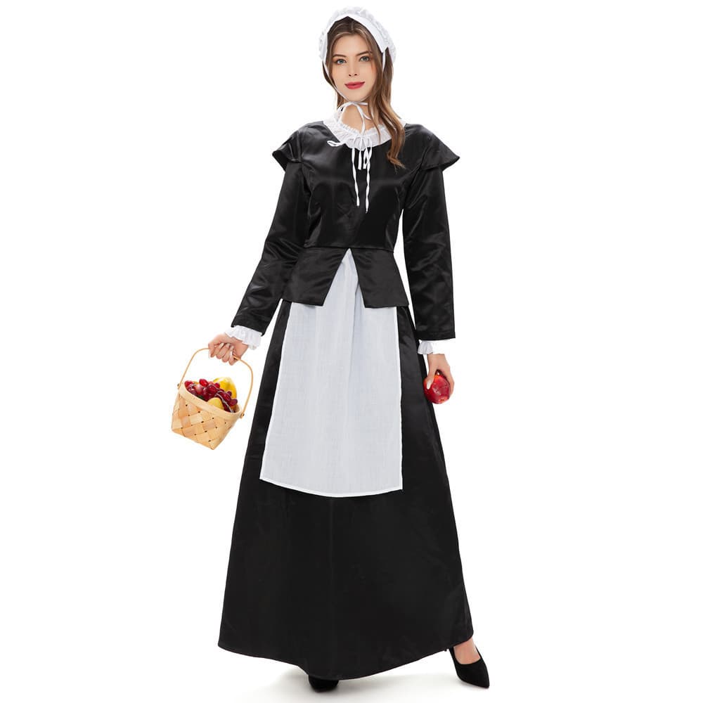 メイド服 格調高き令嬢のための長袖ロングメイドワンピース