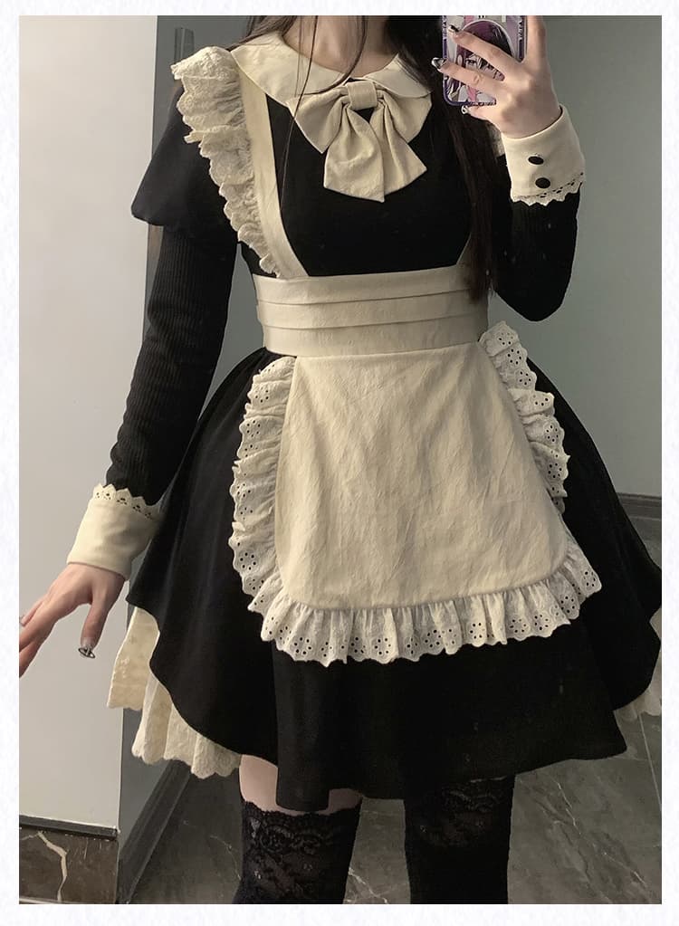 レース飾りメイド服ワンピース