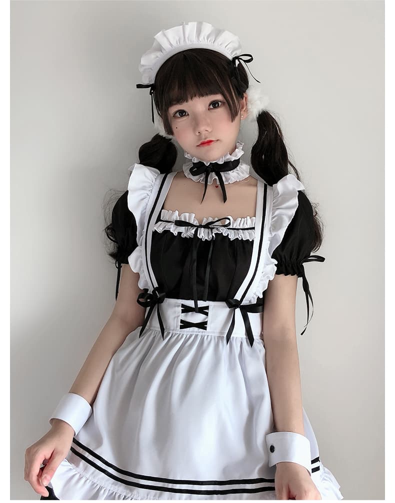 メイド服 華麗なフリル装飾メイド服セット