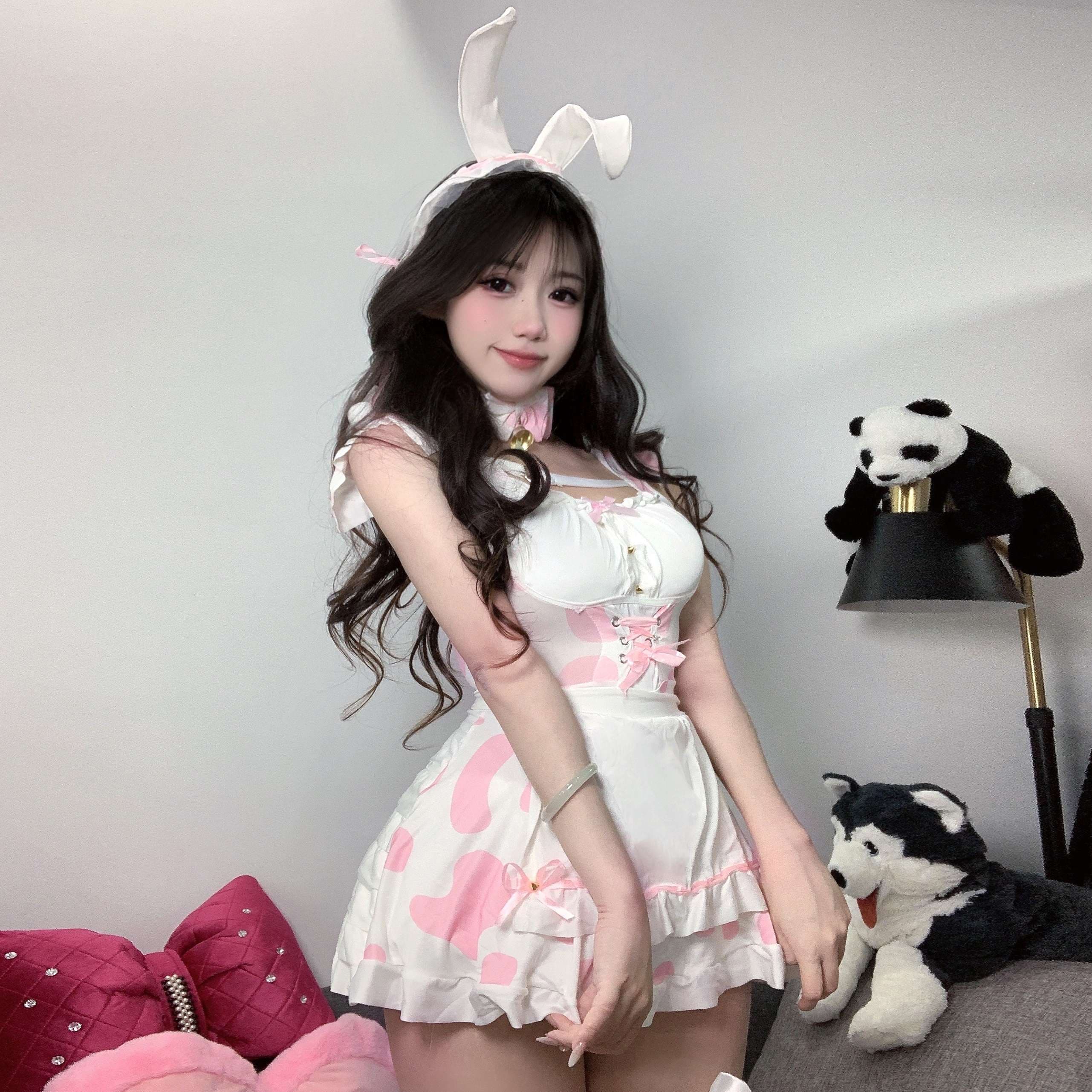 うさ耳メイド服 フリルポルカドット