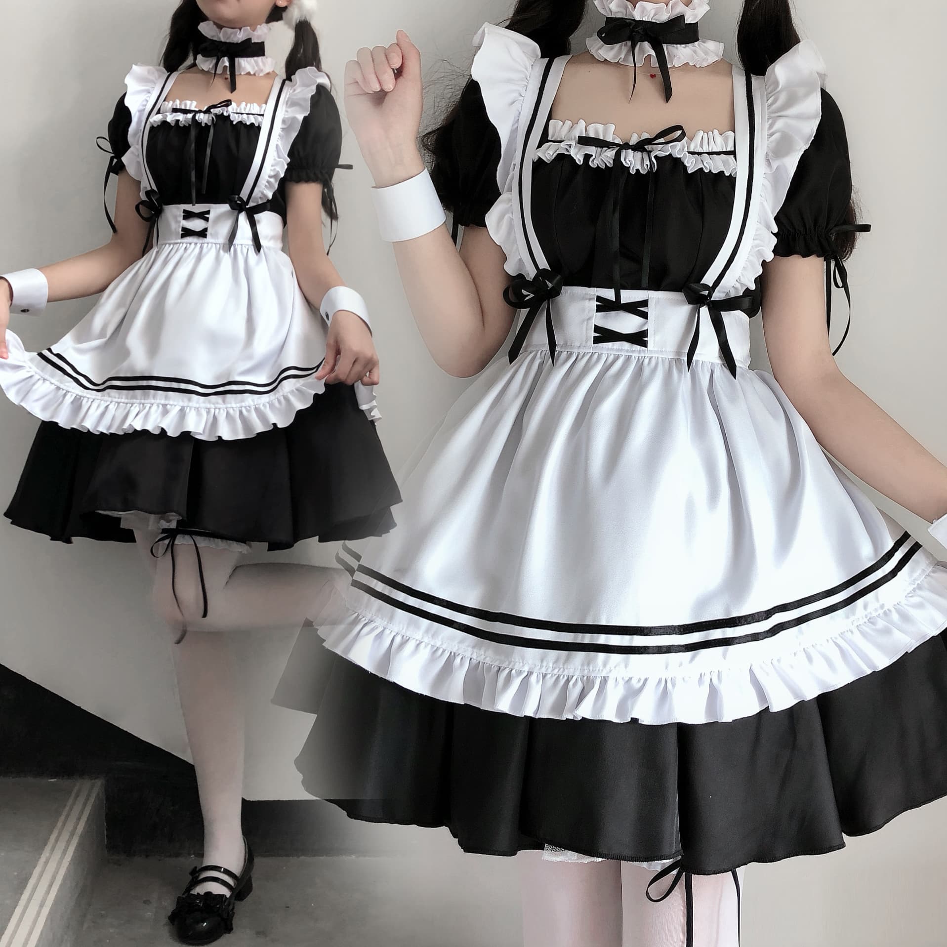 メイド服 華麗なフリル装飾メイド服セット