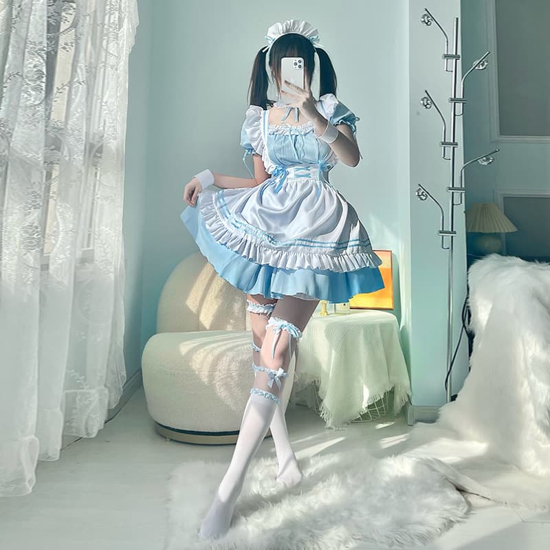メイド服 ふんわりフリルリボンメイドワンピース フレンチ
