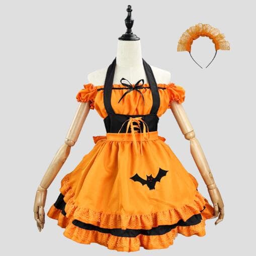 メイド服 黒コウモリ付き 仮装 コスチューム