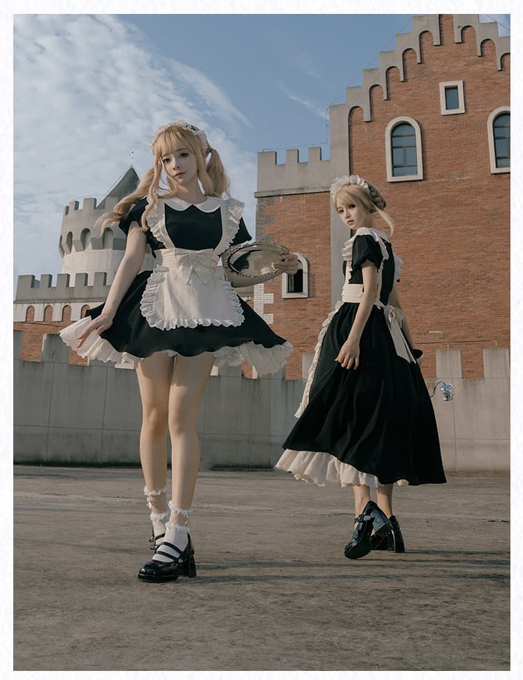 レース飾りメイド服ワンピース