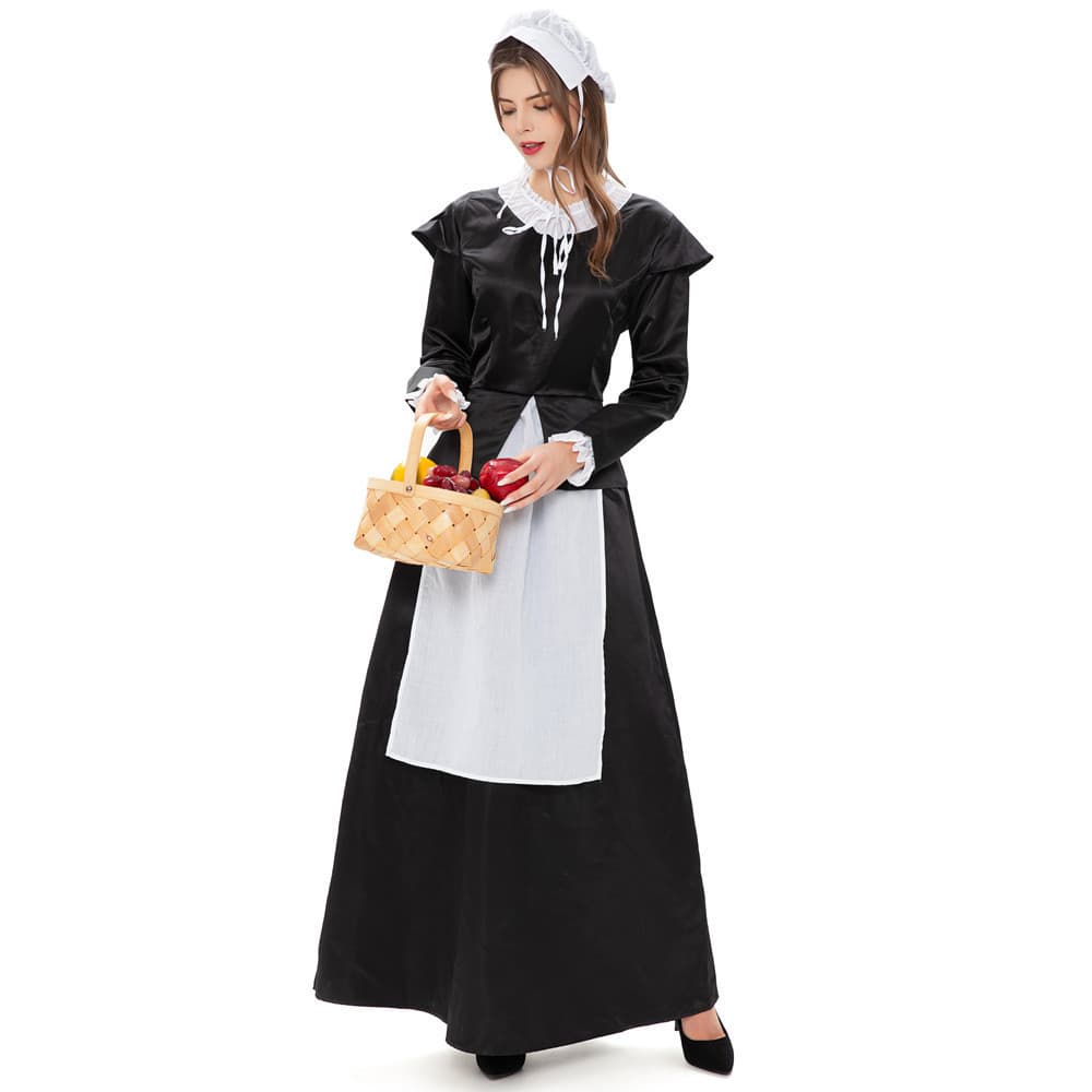 メイド服 格調高き令嬢のための長袖ロングメイドワンピース