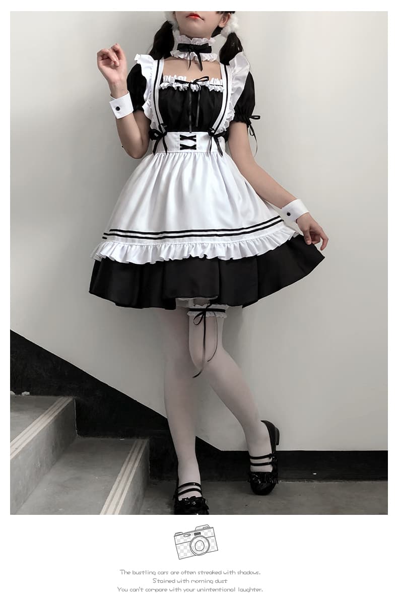 メイド服 華麗なフリル装飾メイド服セット