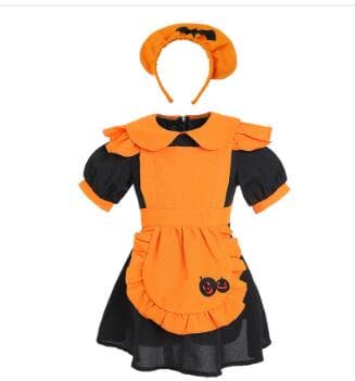 黒とオレンジの蝙蝠メイド服 子供用ハロウィン衣装