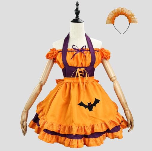 メイド服 黒コウモリ付き 仮装 コスチューム