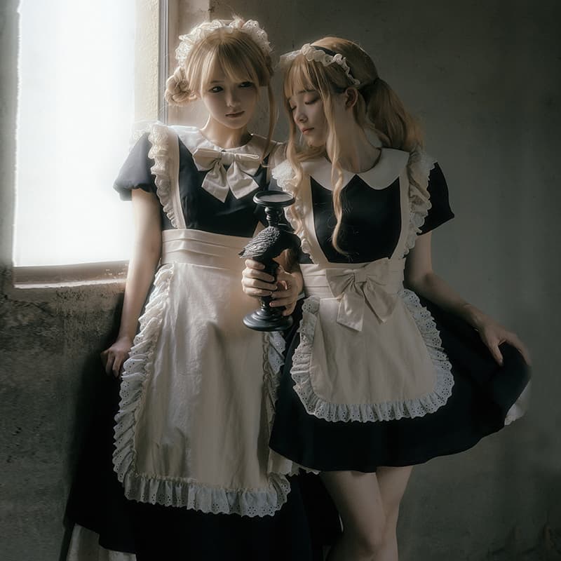 レース飾りメイド服ワンピース