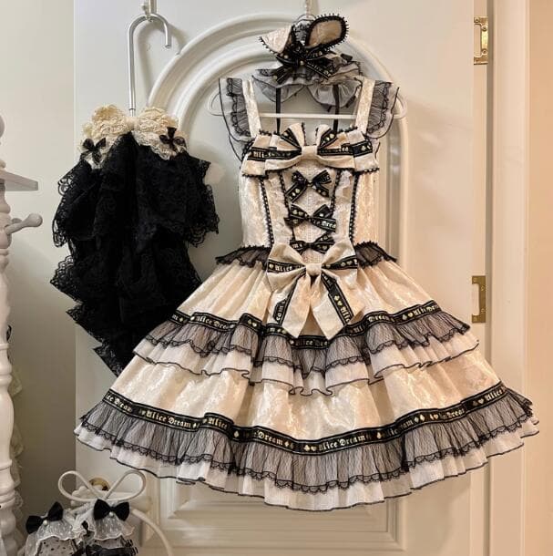 【新作】白×黒チェック リボン付き 豪華メイド服 衣装