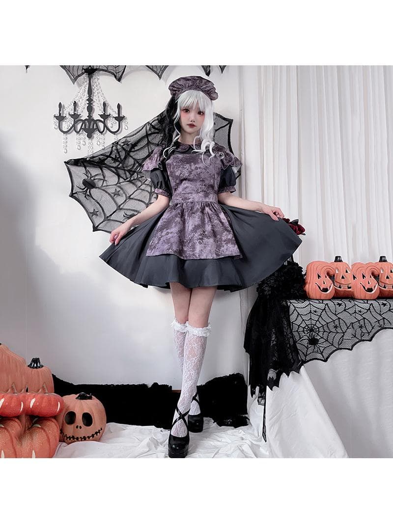 メイド服 魔女風フリル付きエプロンドレス