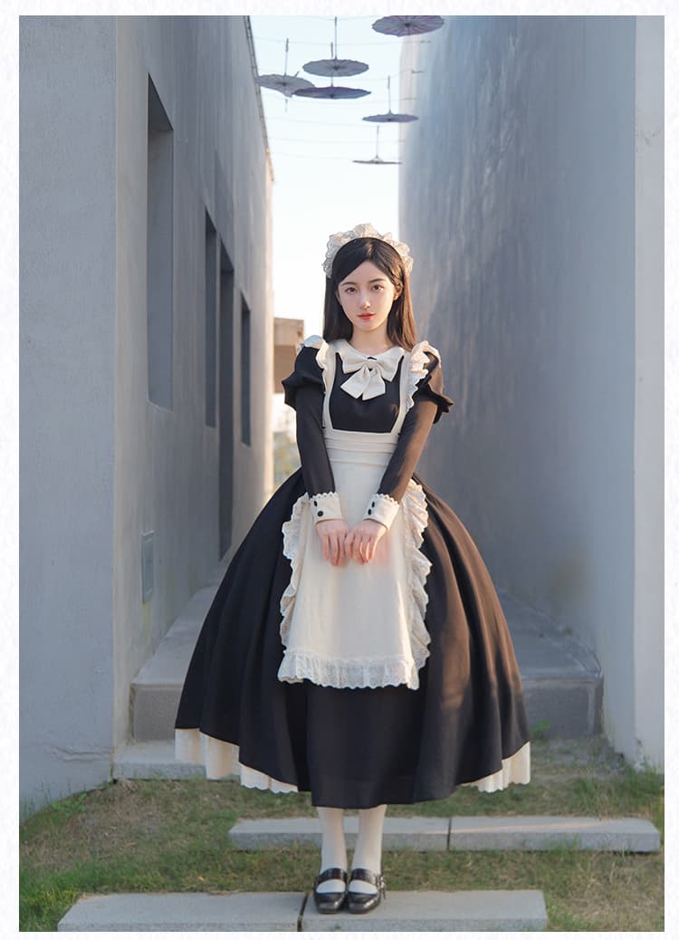 レース飾りメイド服ワンピース