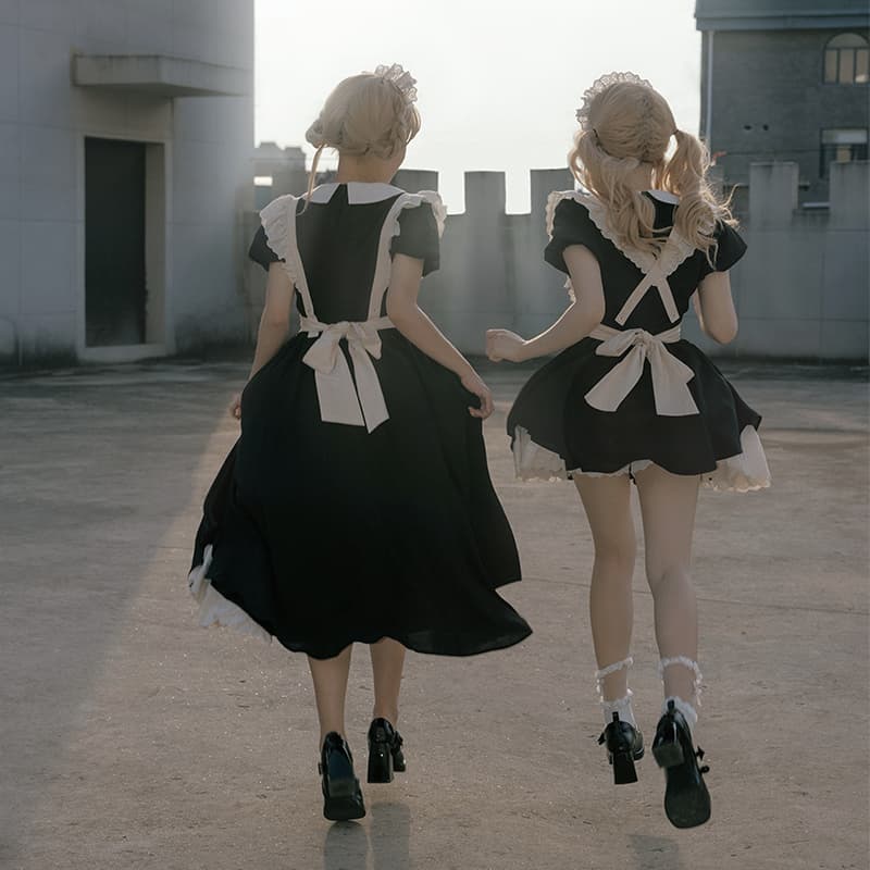 レース飾りメイド服ワンピース
