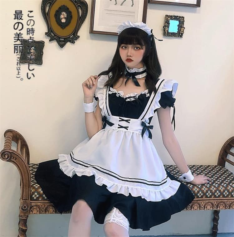 黒×白 クラシックメイド服 ロリータワンピース