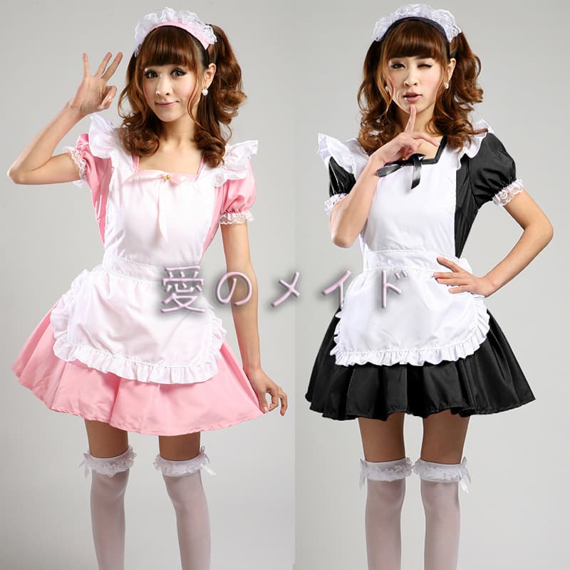 フレンチメイド服コスプレ衣装三点セット